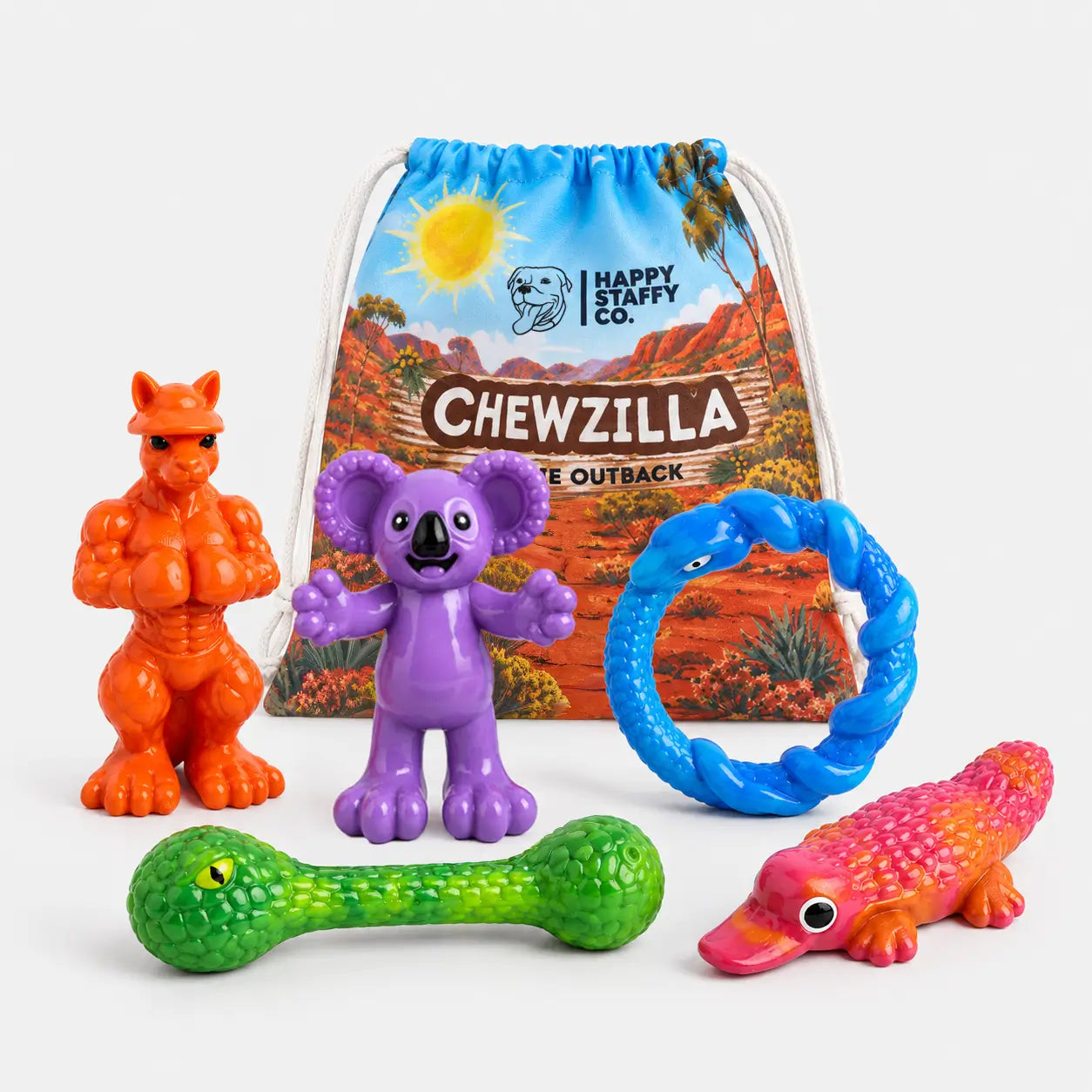 Chewzilla Aussie Outback Collection - full set on white background