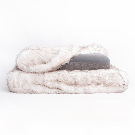 Orthopedic Memory Foam Bed + Faux Fur Blanket Cover