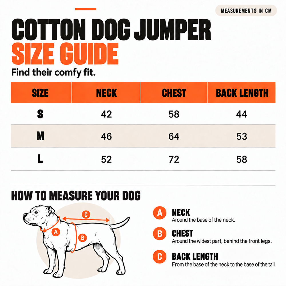 Cotton Dog Sweater size chart